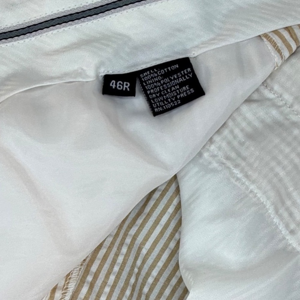 Royal Diamond Mens 3 Piece Seersucker Suit Tan White Stripe 52R Blazer Vest Pant - Picture 9 of 13